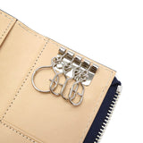 Buggy Port Key Case Pelabuhan Pelabuhan Pound Pusingan Koi Indigo Dye Smooth Leather Leather Leather Leather Lelaki Koi Koi Koi Koi Zys-093