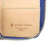 Buggy Port Key Case Pelabuhan Pelabuhan Pound Pusingan Koi Indigo Dye Smooth Leather Leather Leather Leather Lelaki Koi Koi Koi Koi Zys-093