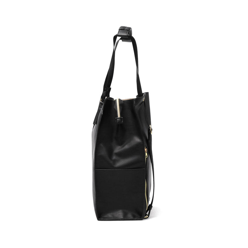 Route Tote Bag Ladies A4 Large-capacity zipper with large capacity zipper Bag commuting Lightweight Brand Beautiful Brand Vertical Independent Fashionable Light plain 2WAY Rucksack Simple Business Adult Black LT.