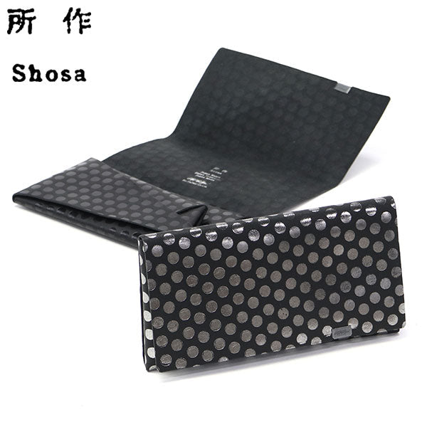 領導者錢包shosa shosa錢包長錢包長錢包圓點圓點長錢包polkadot Polkadot Polka Leather Leather Leater折疊式折疊金色銀色箔sho-lon-c