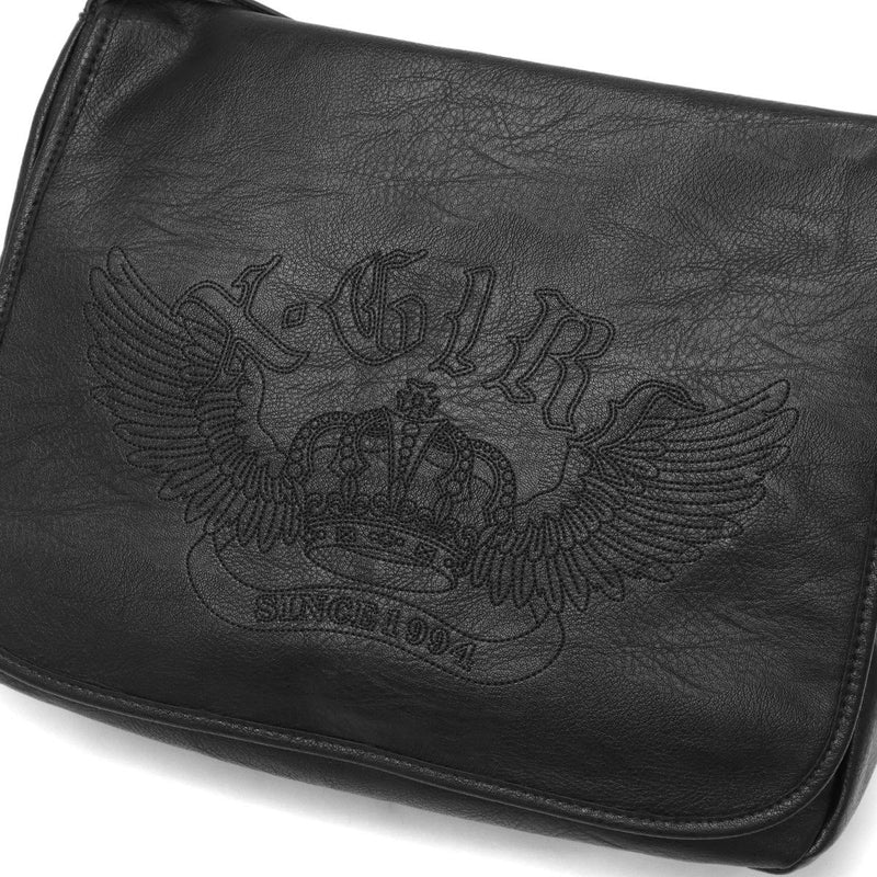 エックスガール メッセンジャーバッグ CROWN AND WINGS FAUX LEATHER MESSENGER BAG 105243053008