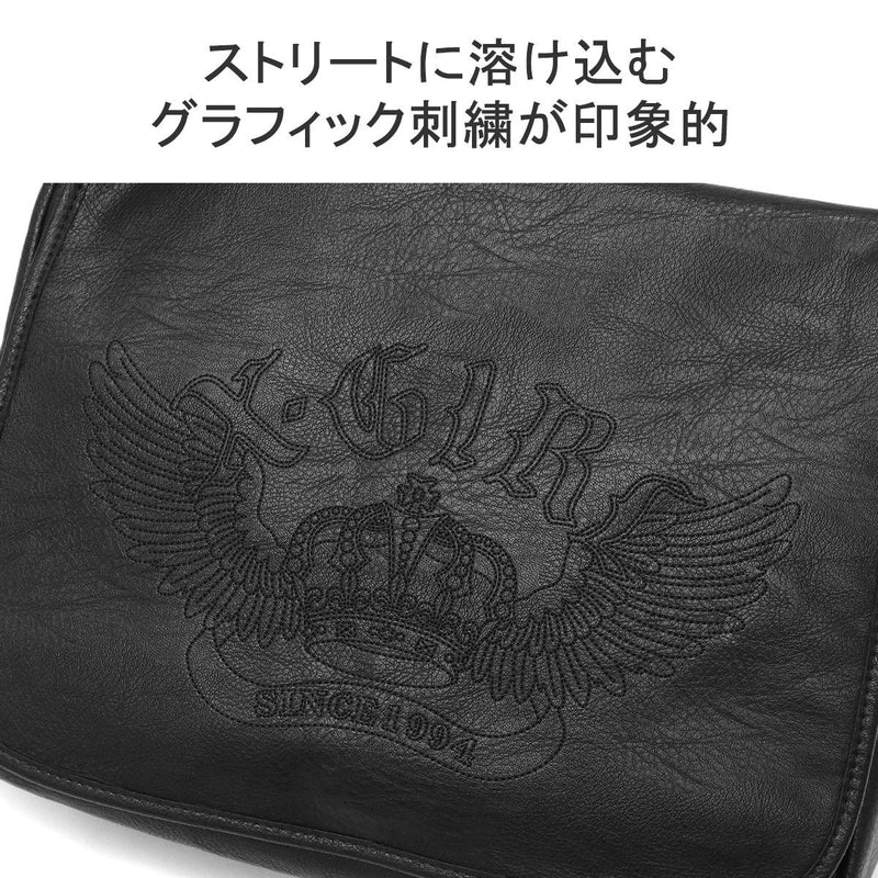 エックスガール メッセンジャーバッグ CROWN AND WINGS FAUX LEATHER MESSENGER BAG 105243053008