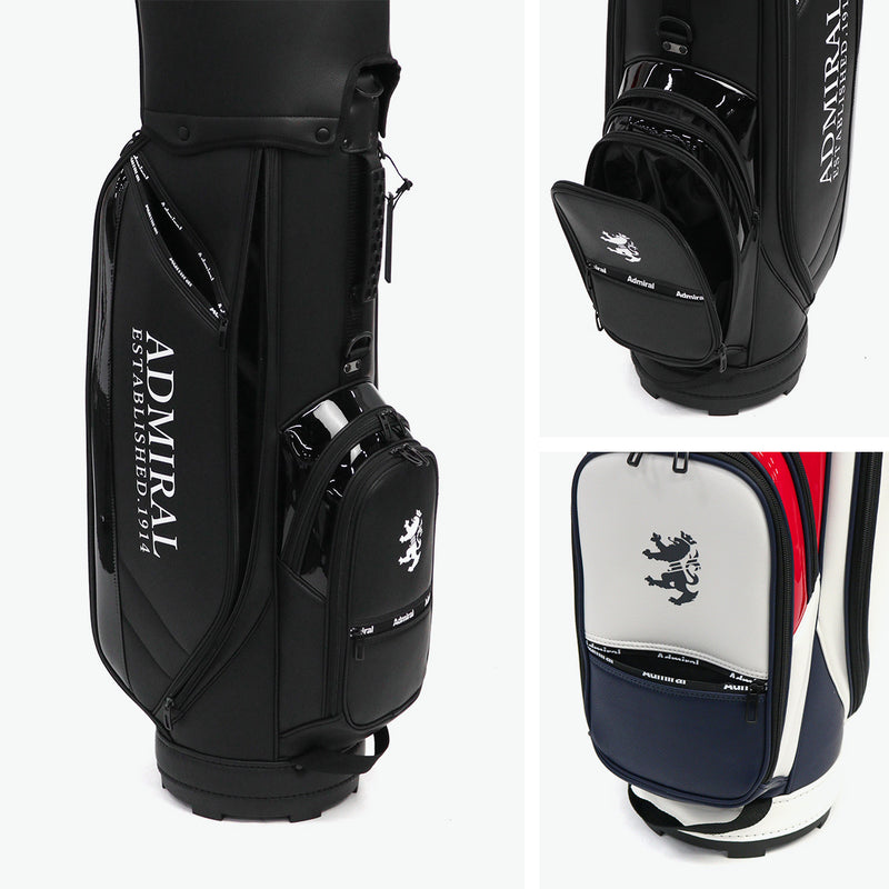 アドミラルゴルフ キャディバッグ メンズ レディース カート Admiral GOLF ブランド 大人 ゴルフ かっこいい 9型 46インチ 5分割 合皮 ゴルフバッグ ロゴ フード おしゃれ トラッド カートキャディバッグ ADMG5BC7