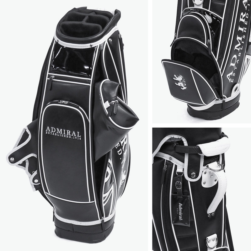 アドミラルゴルフ キャディバッグ メンズ レディース カート Admiral GOLF ブランド 大人 ゴルフ かっこいい 9型 46インチ 6分割 フード ロゴ 合皮 ゴルフバッグ カートキャディバッグ トラディショナル ADMG3BC4