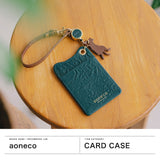アオネコ パスケース リール付き aoneco 定期入れ ICカードケース IDケース かわいい オフィス 通勤 通学 可愛い 革 本革 牛革 レザー 猫 ネコ 保護猫 保護ネコ ねこ 日本製 リール付きパスケース an004