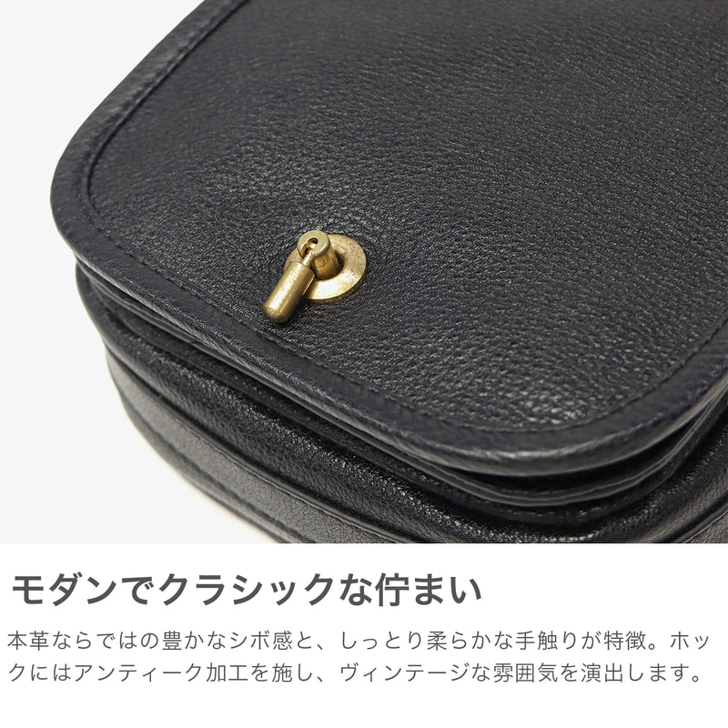 アウ ショルダーバッグ メンズ レディース A_W 斜めがけ 小さめ 革 本革 牛革 レザー ブランド 大人 軽量 メールバッグ シンプル かっこいい おしゃれ ミニ コンパクト ショルダー ホック HOK SHOULDER S AB-007