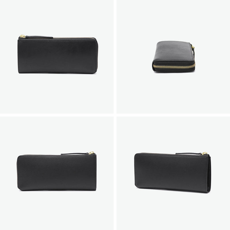 アウ 長財布 メンズ レディース 本革 黒 A_W 財布 革 レザー 小銭入れ ファスナー 大容量 シンプル Lobb LONG PURSE AP-001