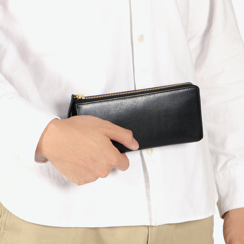 アウ 長財布 メンズ レディース 本革 黒 A_W 財布 革 レザー 小銭入れ ファスナー 大容量 シンプル Lobb LONG PURSE AP-001