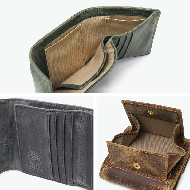 バギーポート 財布 二つ折り財布 メンズ レディース コンパクト ブランド BOX型小銭入れ BAGGY PORT おしゃれ レザー 本革 革 二つ折 小さめ 小銭入れあり クーズー KUDU LEATHER コンパクトウオレット ZKM-906