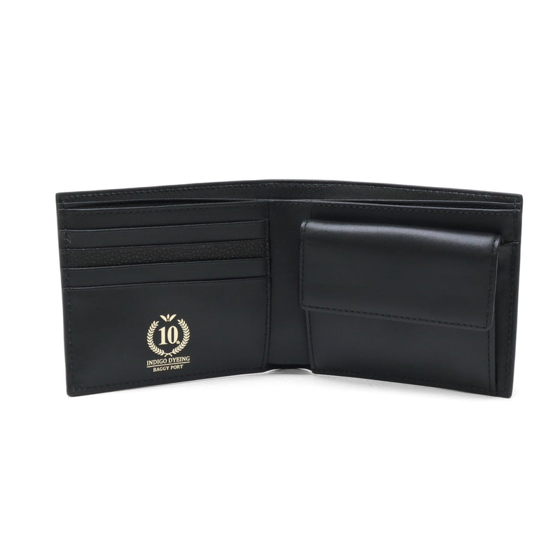 バギーポート 二つ折り財布 メンズ レディース 折財布 小さめ BAGGY PORT ブランド 大人 おしゃれ 上品 ミニ 財布 小銭入れ付き 札入れ カード入れ レザーウォレット 藍染め 本革 革 エコレザー 黒桟革 ZYS-392