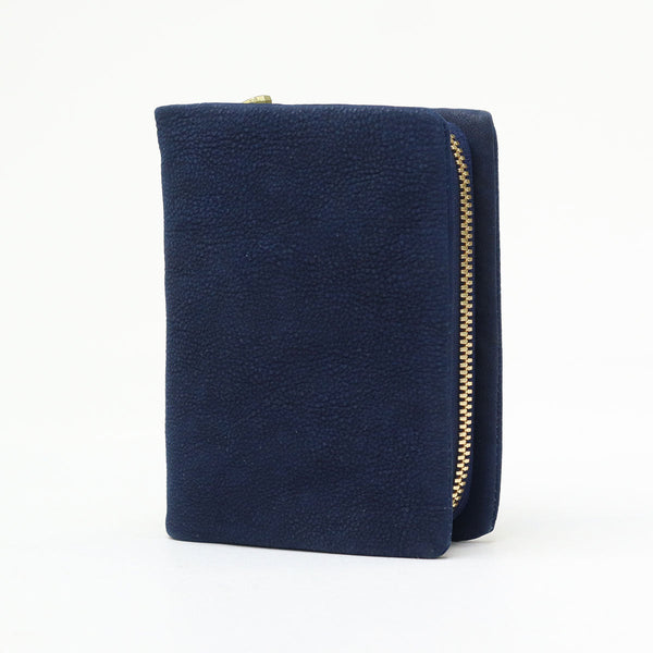 バギーポート 二つ折り財布 メンズ レディース box型小銭入れ ブランド 札 小銭 BAGGY PORT 本革 革 レザー 大容量 財布 シンプル ファスナー 藍染め ヌバック ラウンドファスナー ハーフ財布 ZYS-491