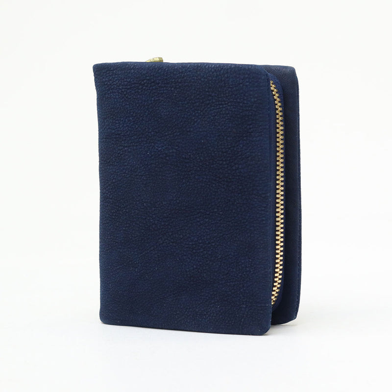 バギーポート 二つ折り財布 メンズ レディース box型小銭入れ ブランド 札 小銭 BAGGY PORT 本革 革 レザー 大容量 財布 シンプル ファスナー 藍染め ヌバック ラウンドファスナー ハーフ財布 ZYS-491