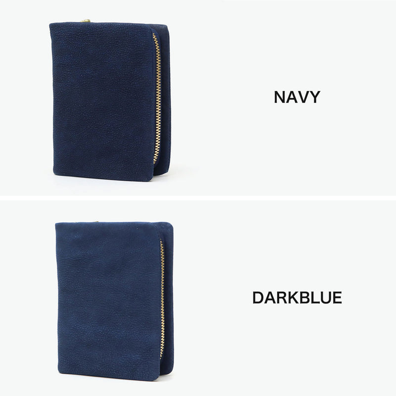 バギーポート 二つ折り財布 メンズ レディース box型小銭入れ ブランド 札 小銭 BAGGY PORT 本革 革 レザー 大容量 財布 シンプル ファスナー 藍染め ヌバック ラウンドファスナー ハーフ財布 ZYS-491
