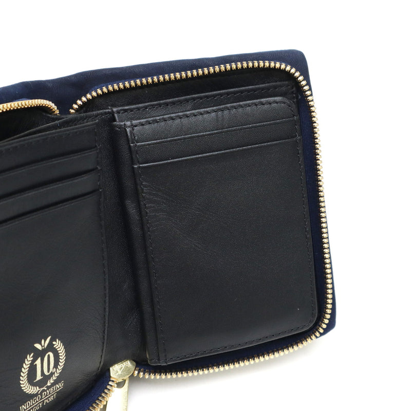 バギーポート 二つ折り財布 メンズ レディース box型小銭入れ ブランド 札 小銭 BAGGY PORT 本革 革 レザー 大容量 財布 シンプル ファスナー 藍染め ヌバック ラウンドファスナー ハーフ財布 ZYS-491