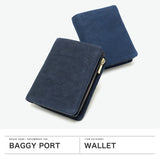 バギーポート 二つ折り財布 メンズ レディース ブランド 札 小銭 BAGGY PORT 本革 革 レザー 財布 シンプル ファスナー 藍染め ヌバック コンパクトハーフ財布 ZYS-492
