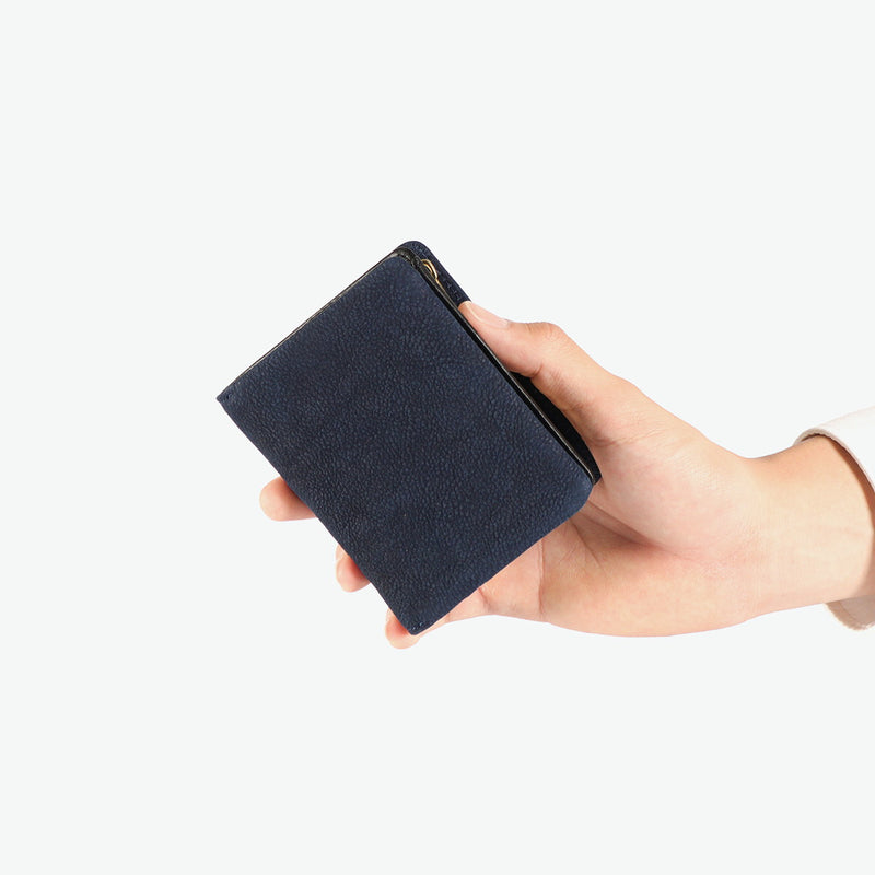 バギーポート 二つ折り財布 メンズ レディース ブランド 札 小銭 BAGGY PORT 本革 革 レザー 財布 シンプル ファスナー 藍染め ヌバック コンパクトハーフ財布 ZYS-492
