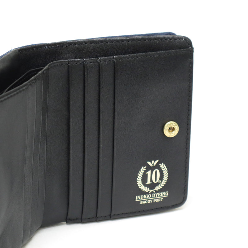 バギーポート 二つ折り財布 メンズ レディース ブランド 札 小銭 BAGGY PORT 本革 革 レザー 財布 シンプル ファスナー 藍染め ヌバック コンパクトハーフ財布 ZYS-492