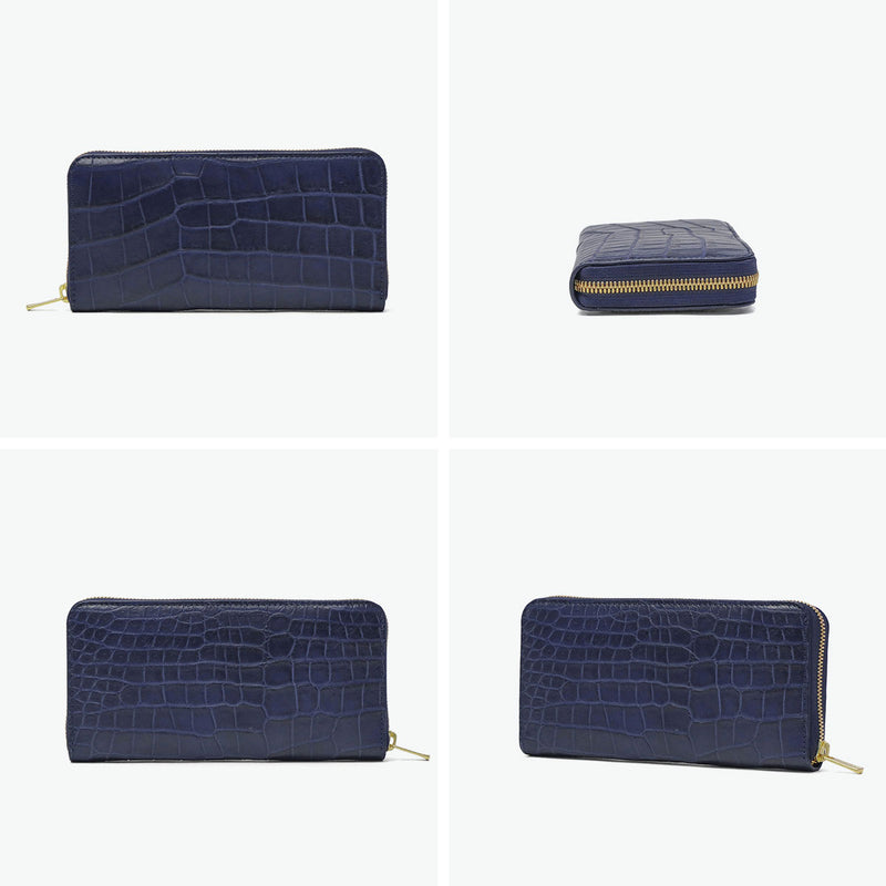 バギーポート 長財布 メンズ レディース BAGGY PORT ブランド 大人 おしゃれ 財布 ラウンドジップ 小銭入れあり 藍染め 本革 ワニ革 クロコ レザー 本藍染め×クロコダイル ラウンドファスナー長財布 ZWL-8000