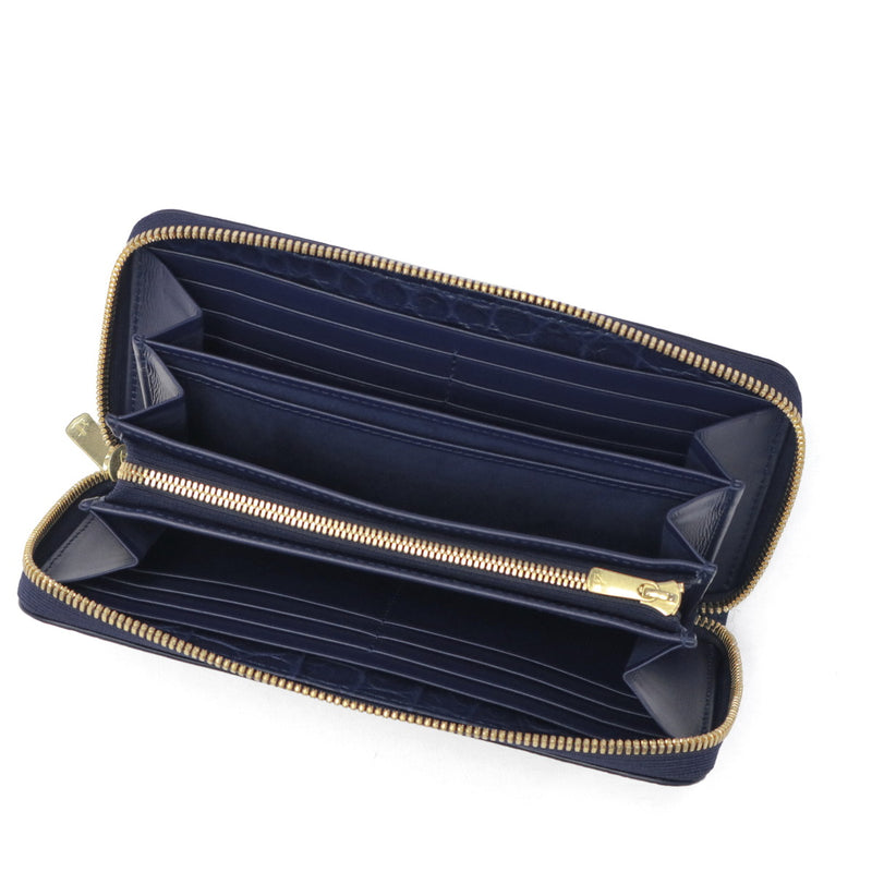 バギーポート 長財布 メンズ レディース BAGGY PORT ブランド 大人 おしゃれ 財布 ラウンドジップ 小銭入れあり 藍染め 本革 ワニ革 クロコ レザー 本藍染め×クロコダイル ラウンドファスナー長財布 ZWL-8000