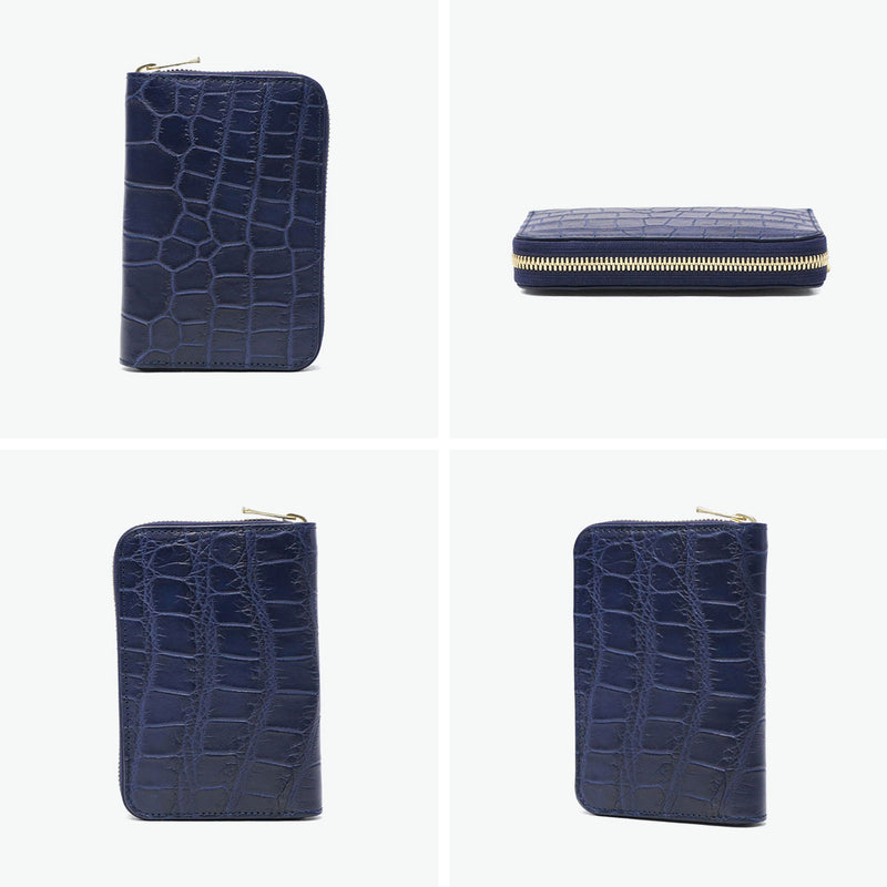 バギーポート 二つ折り財布 メンズ レディース BAGGY PORT ブランド 大人 おしゃれ 財布 ラウンドジップ 小銭入れあり 藍染め 本革 ワニ革 クロコ 本藍染め×クロコダイル ラウンドファスナーハーフ財布 ZWL-8001