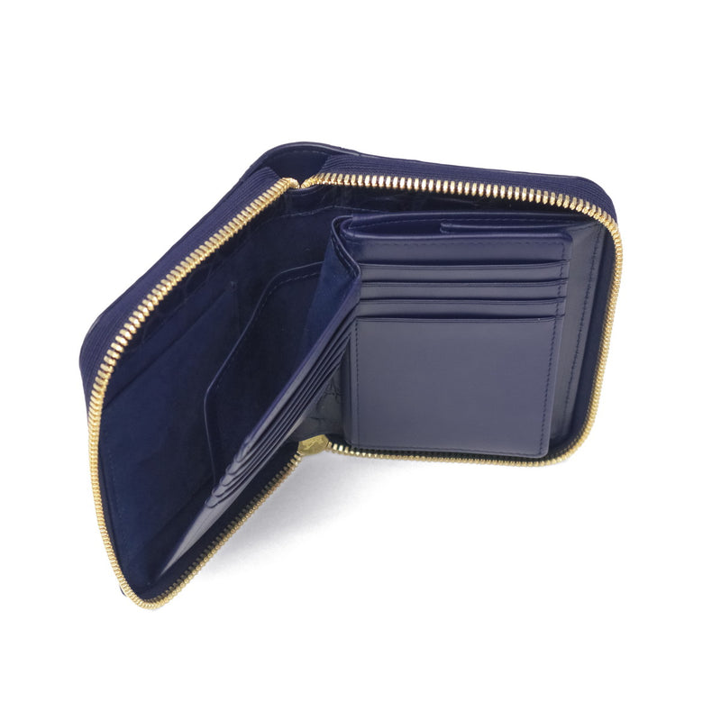 バギーポート 二つ折り財布 メンズ レディース BAGGY PORT ブランド 大人 おしゃれ 財布 ラウンドジップ 小銭入れあり 藍染め 本革 ワニ革 クロコ 本藍染め×クロコダイル ラウンドファスナーハーフ財布 ZWL-8001