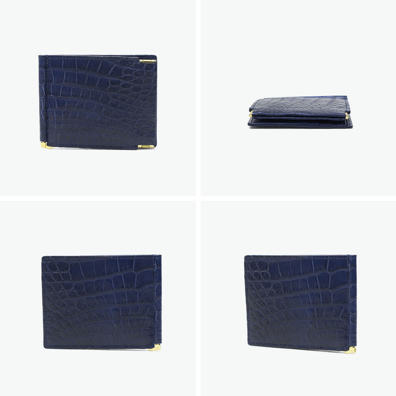 バギーポート マネークリップ メンズ レディース 札ばさみ BAGGY PORT ブランド 大人 おしゃれ ミニ 財布 コンパクト 二つ折り スリム 小銭入れあり 藍染め 本革 ワニ革 クロコ 本藍染め×クロコダイル ZWL-8002