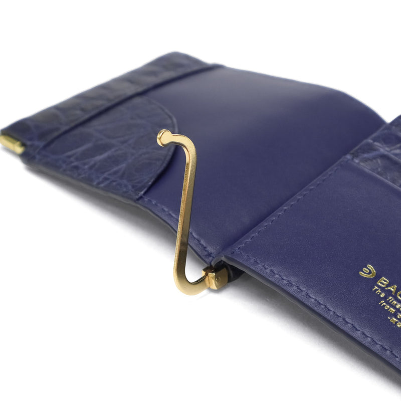 バギーポート マネークリップ メンズ レディース 札ばさみ BAGGY PORT ブランド 大人 おしゃれ ミニ 財布 コンパクト 二つ折り スリム 小銭入れあり 藍染め 本革 ワニ革 クロコ 本藍染め×クロコダイル ZWL-8002