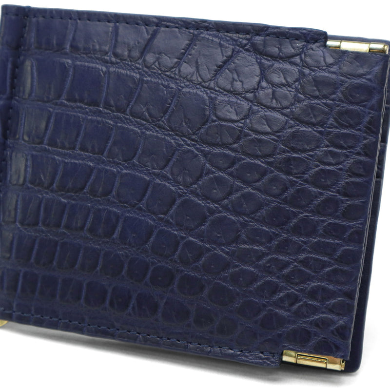 バギーポート マネークリップ メンズ レディース 札ばさみ BAGGY PORT ブランド 大人 おしゃれ ミニ 財布 コンパクト 二つ折り スリム 小銭入れあり 藍染め 本革 ワニ革 クロコ 本藍染め×クロコダイル ZWL-8002