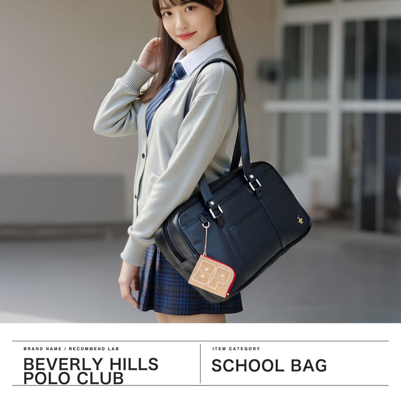 Beverly Hills Polo Club School Bag High School Girls Synthetic Leather BEVERLY HILLS POLO CLUB Bag Women Large Black Skuba Synthetic Leather School Bag Cute School Bag Commuting Bag Commuting Synthetic Leather School Bag BP002