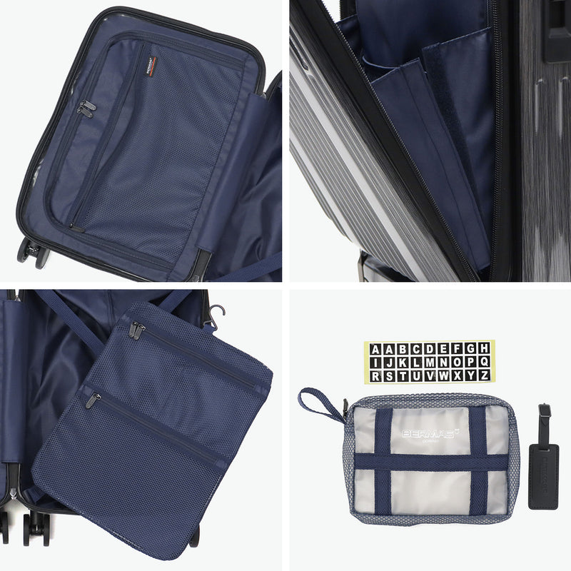 【正規品1年保証】 バーマス スーツケース 機内持ち込み フロントオープン BERMAS 軽量 ストッパー キャリーケース 3～4泊 TSAロック USBポート 静音 トラベルセントリー INTER CITY2 36L 47cm 60561