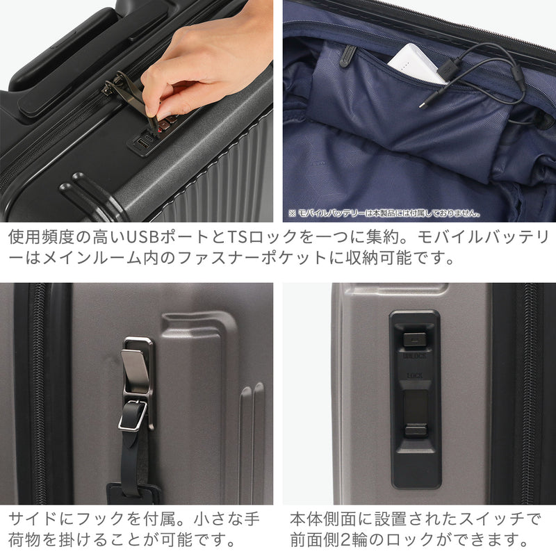 [1 year warranty for genuine product] BERMAS suitcase carry-on front open BERMAS lightweight stopper carry case 3-4 nights TSA lock USB port INTER CITY2 PRO One-touch front open 32L 39cm 60565