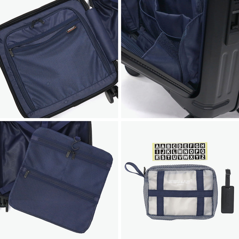 [1 year warranty for genuine product] BERMAS suitcase carry-on front open BERMAS lightweight stopper carry case 3-4 nights TSA lock USB port INTER CITY2 PRO One-touch front open 32L 39cm 60565