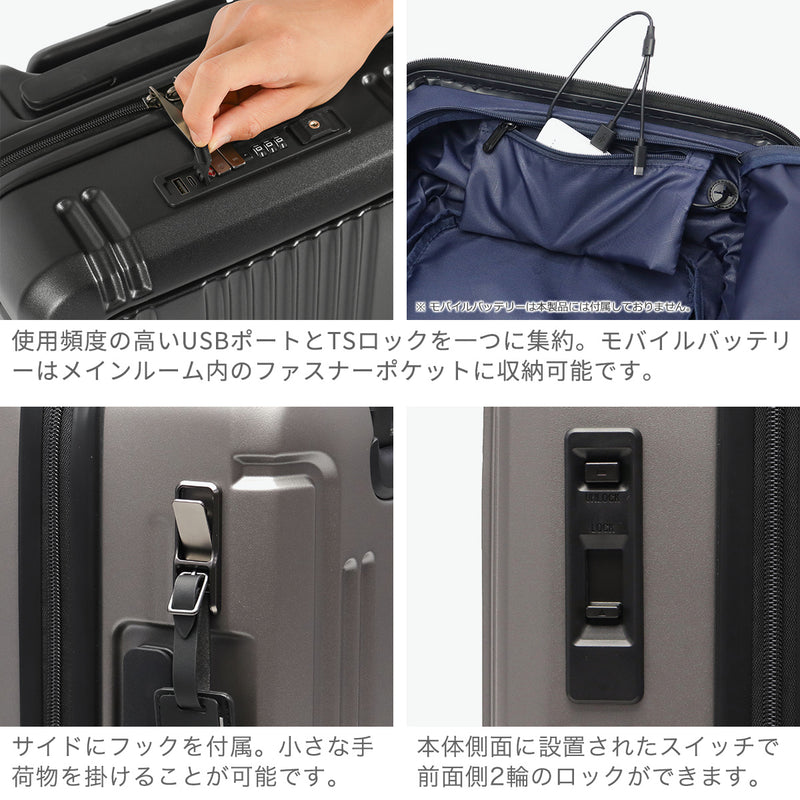 [1 year warranty for genuine product] BERMAS suitcase carry-on front open BERMAS lightweight stopper carry case 3-4 nights TSA lock USB port INTER CITY2 PRO One-touch front open 36L 48cm 60566