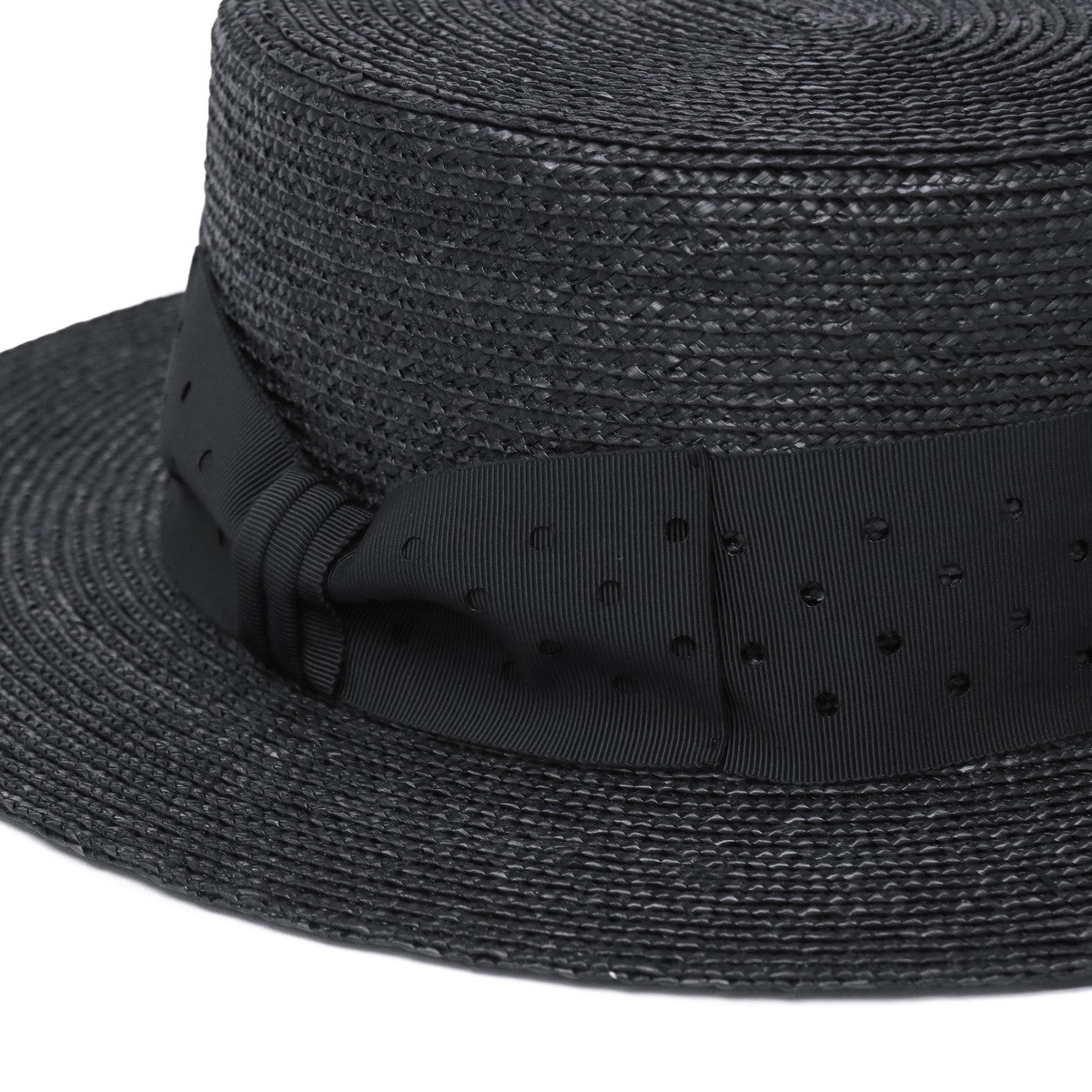 【美品】CA4LA Atelier Made 麦わら帽子 ベール付き リボン 黒 CA4LA 麦わら帽子 黒リボン付き 軽量 折りたたみ可能 旅行用
