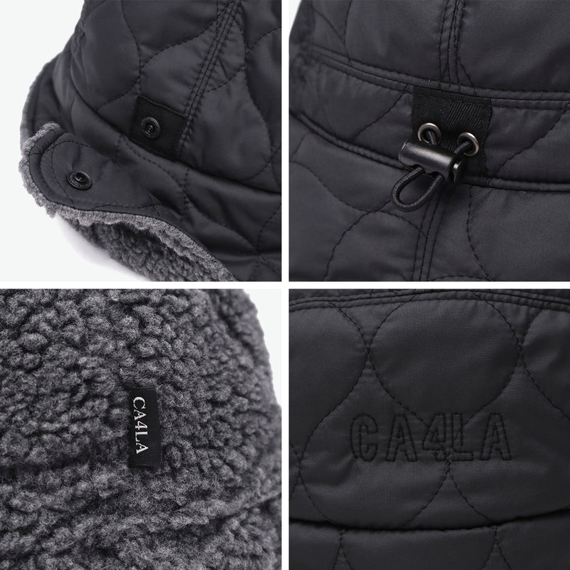 CA4LA ハット メンズ レディース 秋冬 カシラ 帽子 ブランド フライトキャップ 耳当て付き リバーシブル 耳あて シンプル カジュアル 防寒 撥水 キルティング ボア キルト 大人 日本製 HK FLAP JET HAT RV DOU02044