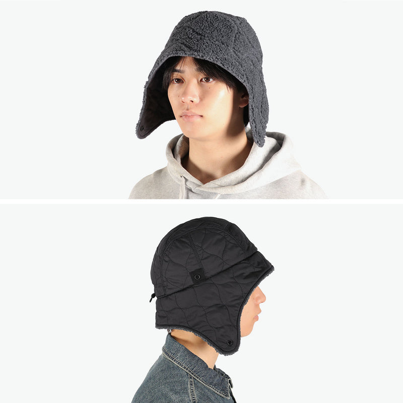 CA4LA ハット メンズ レディース 秋冬 カシラ 帽子 ブランド フライトキャップ 耳当て付き リバーシブル 耳あて シンプル カジュアル 防寒 撥水 キルティング ボア キルト 大人 日本製 HK FLAP JET HAT RV DOU02044