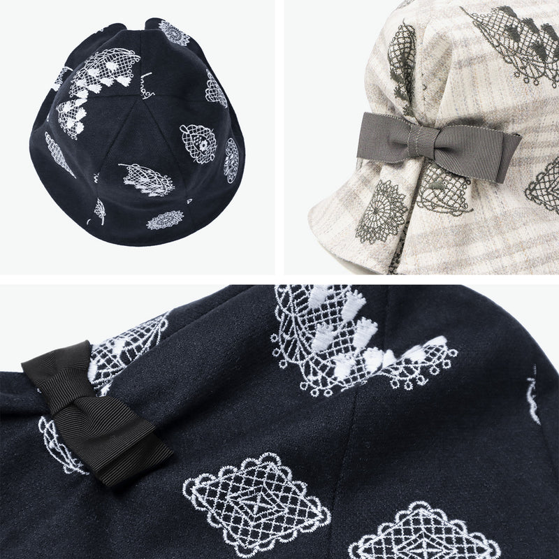 CA4LA ハット レディース 秋冬 秋 冬 カシラ 帽子 チューリップハット おしゃれ ブランド かわいい 可愛い レース モチーフ すずらん 花 刺繍 リボン ゴム フィット 日本製 LILY OF THE VALLEY KTZ02627