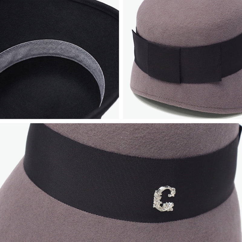 CA4LA ハット レディース 秋冬 秋 冬 カシラ 帽子 深め おしゃれ ブランド クロッシェ ウール フェルト ダウンブリム 長め リボン 上品 ワンポイント きれいめ かわいい クラシカル 日本製 CAMILA6 KTZ02648