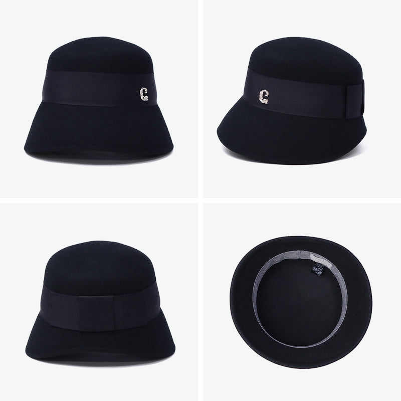 CA4LA ハット レディース 秋冬 秋 冬 カシラ 帽子 深め おしゃれ ブランド クロッシェ ウール フェルト ダウンブリム 長め リボン 上品 ワンポイント きれいめ かわいい クラシカル 日本製 CAMILA6 KTZ02648