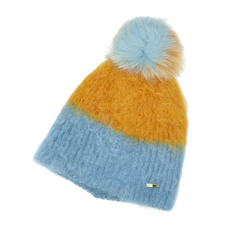 CA4LA 帽子 ニット帽 レディース 秋冬 冬 カシラ ブランド おしゃれ ニットキャップ 防寒 暖かい ツートン バイカラー ポンポン モヘヤ ウール アルパカ 日本製 ふわふわ 秋 可愛い BAA ONM01901
