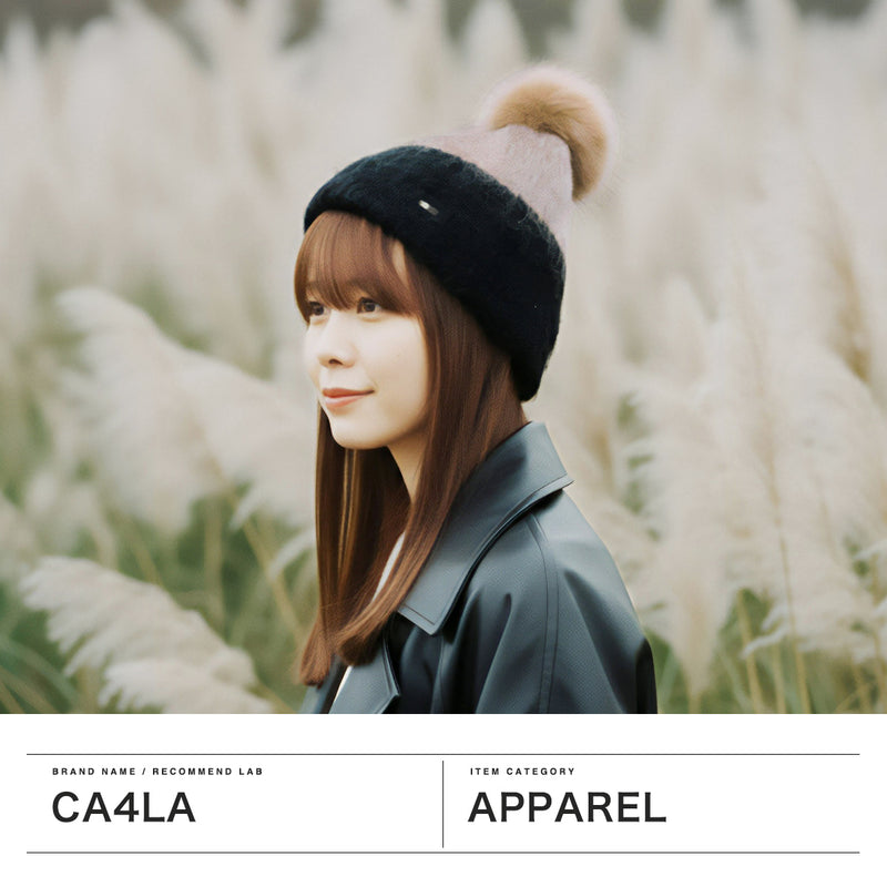 CA4LA 帽子 ニット帽 レディース 秋冬 冬 カシラ ブランド おしゃれ ニットキャップ 防寒 暖かい ツートン バイカラー ポンポン モヘヤ ウール アルパカ 日本製 ふわふわ 秋 可愛い BAA ONM01901