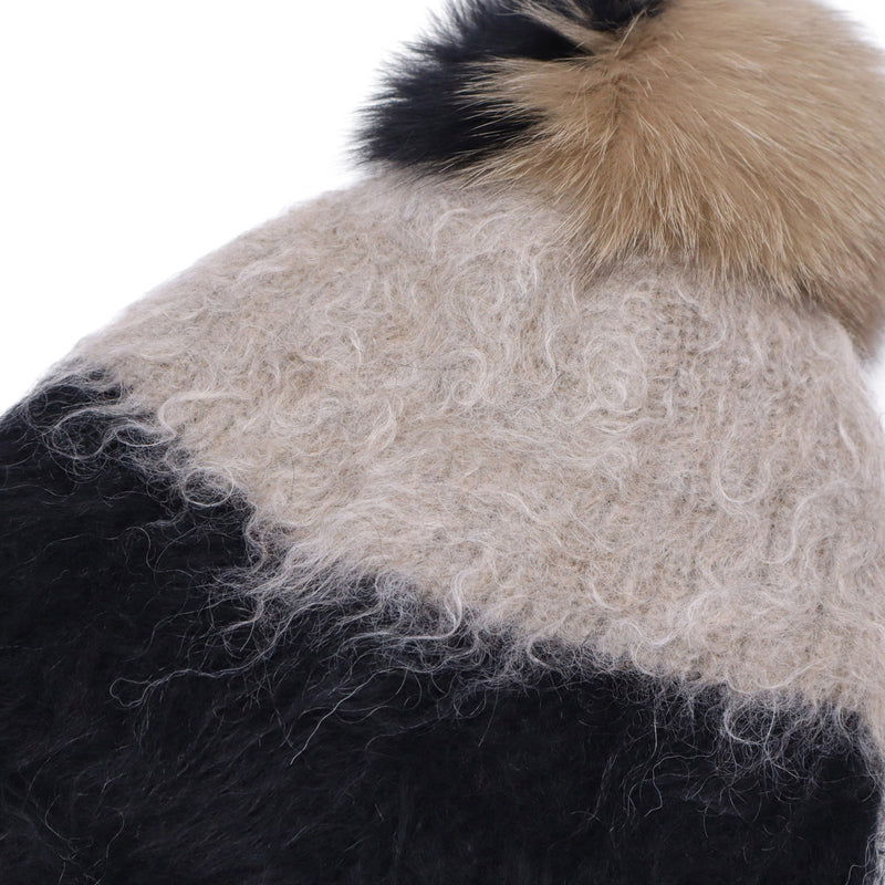 CA4LA 帽子 ニット帽 レディース 秋冬 冬 カシラ ブランド おしゃれ ニットキャップ 防寒 暖かい ツートン バイカラー ポンポン モヘヤ ウール アルパカ 日本製 ふわふわ 秋 可愛い BAA ONM01901