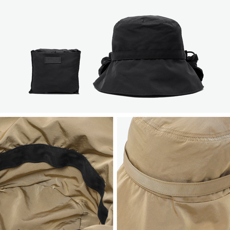 CA4LA 帽子 ハット レディース つば広 洗濯機 カシラ ブランド おしゃれ UVカット 遮光 遮熱 撥水 防風 日よけ 日本製 秋 冬 可愛い リボン 手洗い 洗濯可 ポケッタブル フード ナイロン CLARISSE SHK01256