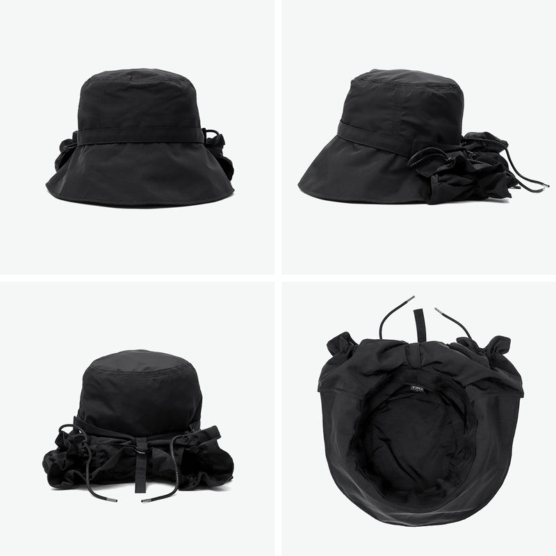 CA4LA 帽子 ハット レディース つば広 洗濯機 カシラ ブランド おしゃれ UVカット 遮光 遮熱 撥水 防風 日よけ 日本製 秋 冬 可愛い リボン 手洗い 洗濯可 ポケッタブル フード ナイロン CLARISSE SHK01256