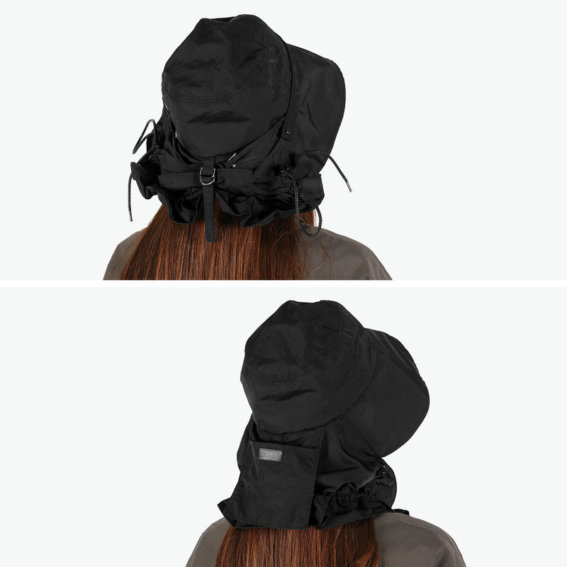 CA4LA 帽子 ハット レディース つば広 洗濯機 カシラ ブランド おしゃれ UVカット 遮光 遮熱 撥水 防風 日よけ 日本製 秋 冬 可愛い リボン 手洗い 洗濯可 ポケッタブル フード ナイロン CLARISSE SHK01256