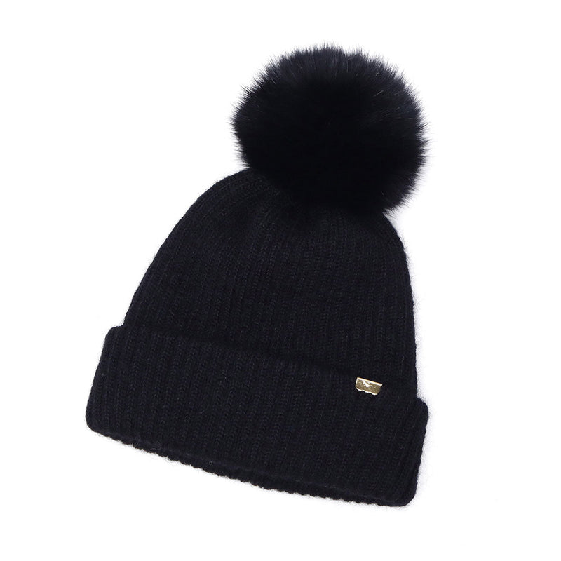 CA4LA 帽子 ニット帽 レディース 秋冬 秋 冬 カシラ ブランド おしゃれ ニットキャップ 防寒 暖かい ポンポン フォックスファー リブ編み モヘヤ ウール シルク 日本製 ふわふわ ニット 可愛い EX PLATINA FOX 7 SHK01260