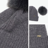 CA4LA 帽子 ニット帽 レディース 秋冬 秋 冬 カシラ ブランド おしゃれ ニットキャップ 防寒 暖かい ポンポン フォックスファー リブ編み モヘヤ ウール シルク 日本製 ふわふわ ニット 可愛い EX PLATINA FOX 7 SHK01260