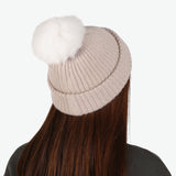 CA4LA 帽子 ニット帽 レディース 秋冬 秋 冬 カシラ ブランド おしゃれ ニットキャップ 防寒 暖かい ポンポン フォックスファー リブ編み モヘヤ ウール シルク 日本製 ふわふわ ニット 可愛い EX PLATINA FOX 7 SHK01260