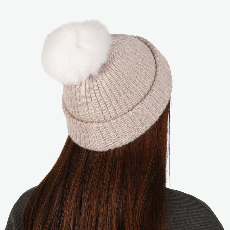 CA4LA 帽子 ニット帽 レディース 秋冬 秋 冬 カシラ ブランド おしゃれ ニットキャップ 防寒 暖かい ポンポン フォックスファー リブ編み モヘヤ ウール シルク 日本製 ふわふわ ニット 可愛い EX PLATINA FOX 7 SHK01260