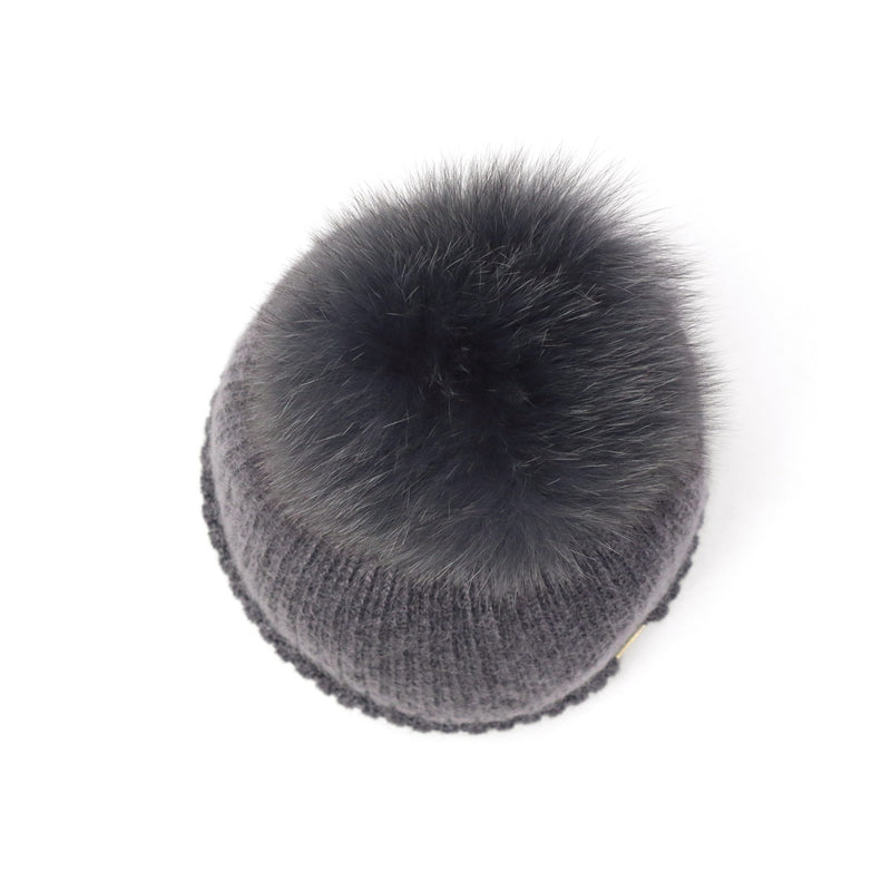 CA4LA 帽子 ニット帽 レディース 秋冬 秋 冬 カシラ ブランド おしゃれ ニットキャップ 防寒 暖かい ポンポン フォックスファー リブ編み モヘヤ ウール シルク 日本製 ふわふわ ニット 可愛い EX PLATINA FOX 7 SHK01260